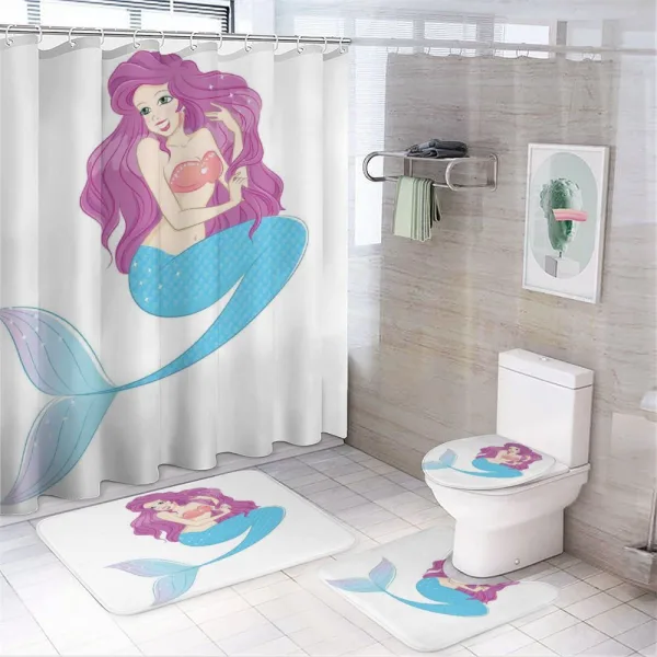 Mermaid with Pink Hair on a shower curtain