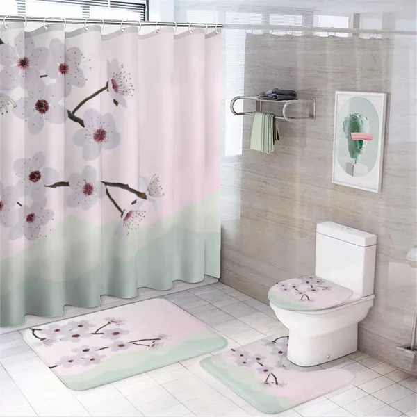 Motifs with Trees on a shower curtain