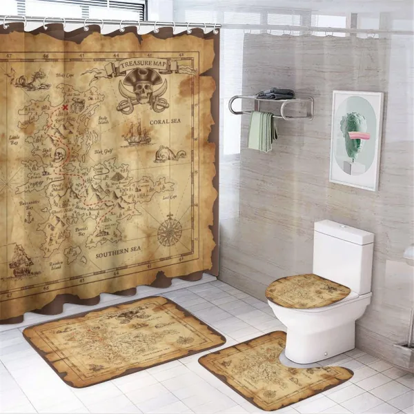 Old Paper Treasure Map on a shower curtain