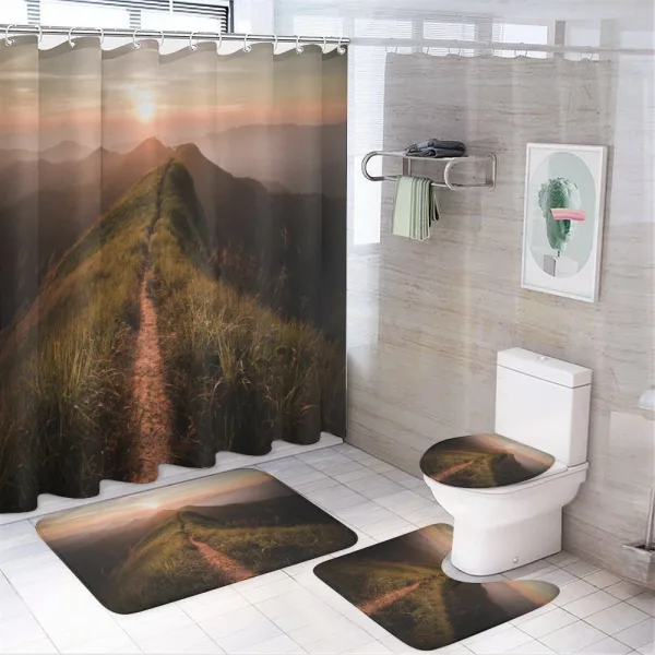 Road Cliff Sun Hike on a shower curtain