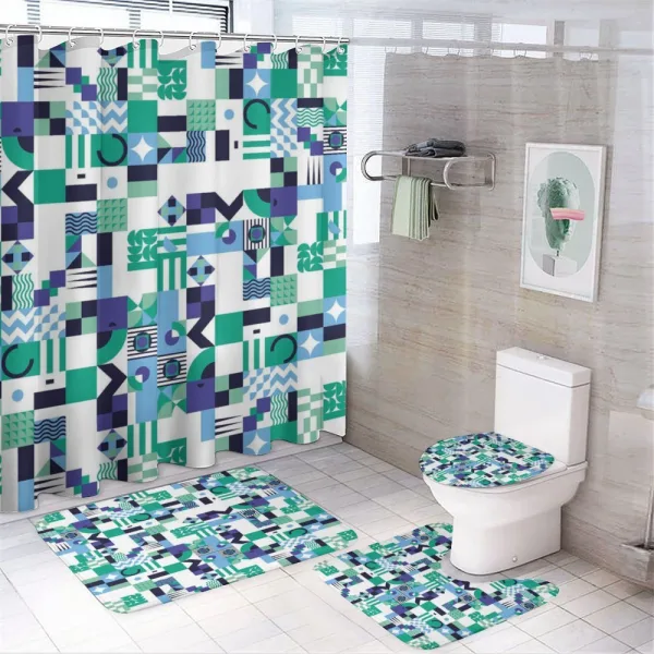 Sixties Art Design on a shower curtain
