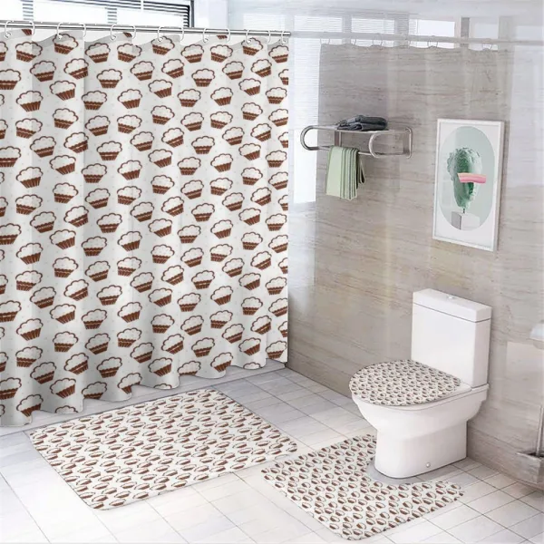 Vanilla Cupcakes on a shower curtain