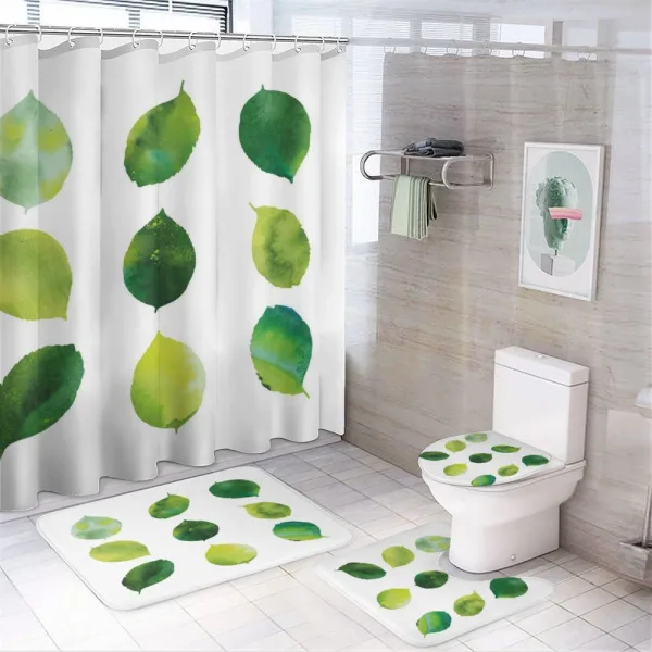Watercolor Fresh Foliage on a shower curtain