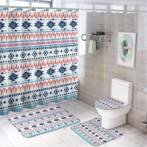 Watercolor Style Art Shapes on a shower curtain