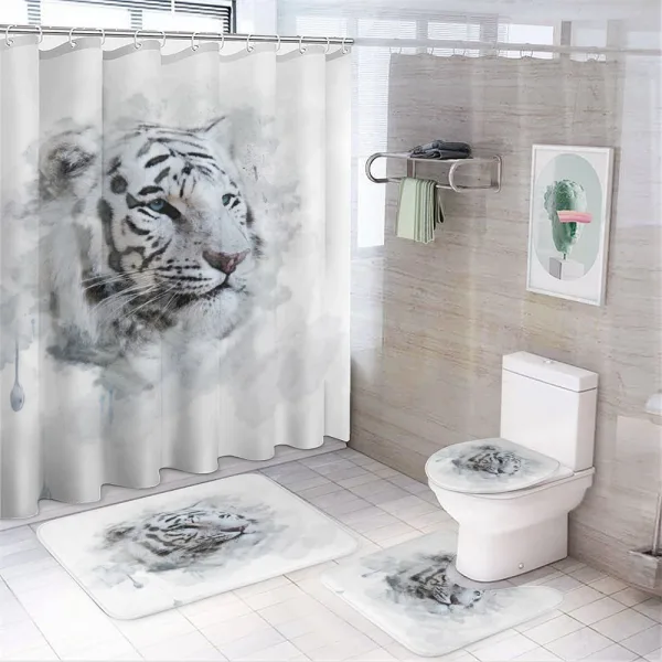 White Tiger Portrait on a shower curtain
