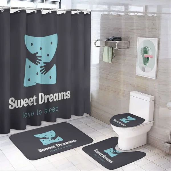Arm Hugging Pillow on a shower curtain