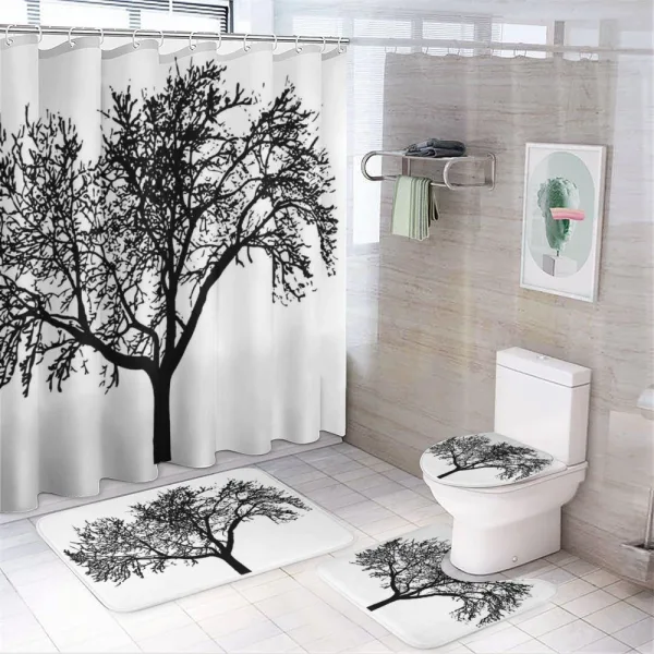 Bare Branches Silhouette Art on a shower curtain