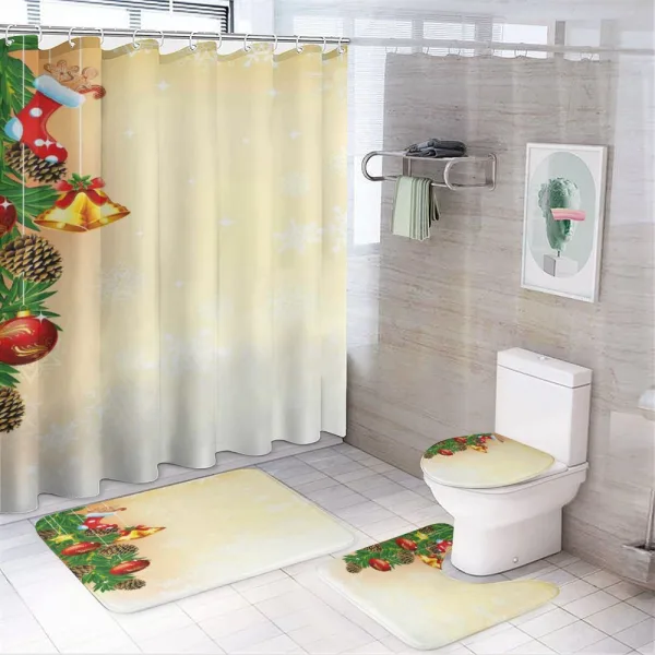 Bells Stockings Tree on a shower curtain