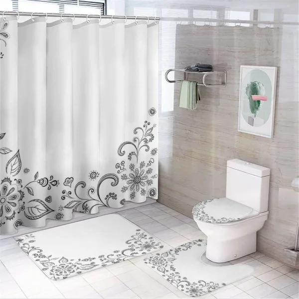 Botanical Sketchy Bouquet on a shower curtain