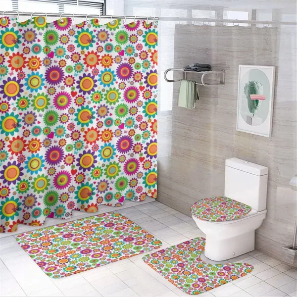 Colorful Camomiles on a shower curtain