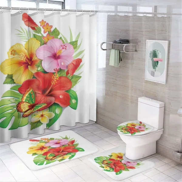 Colorful Hibiscus Blooming on a shower curtain