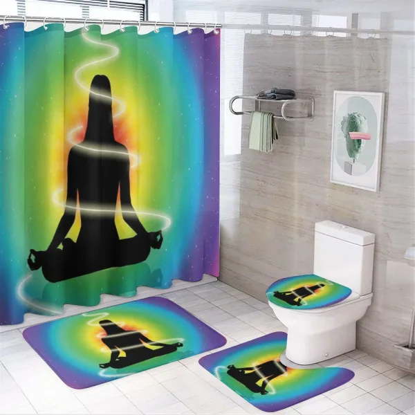 Concentric Rainbow Color on a shower curtain