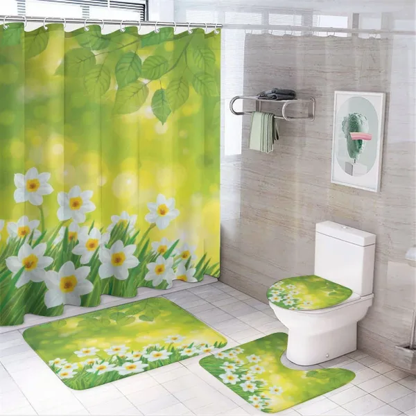 Daffodils Spring Petals on a shower curtain