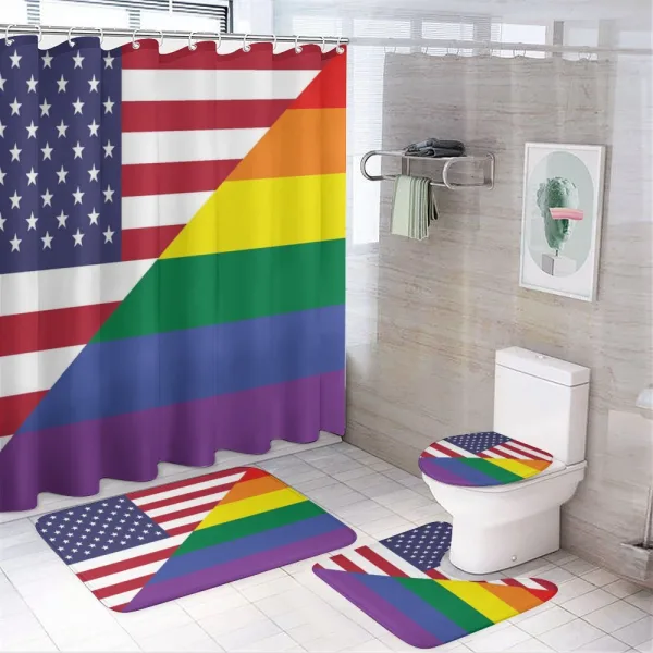 Flag USA Rainbow Colors on a shower curtain