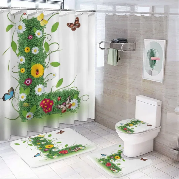 Flower Themed Image L on a shower curtain
