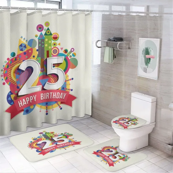 Fun Celebration 25th on a shower curtain