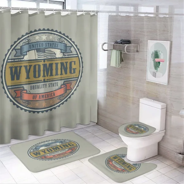 Grunge Stamp Equality State on a shower curtain