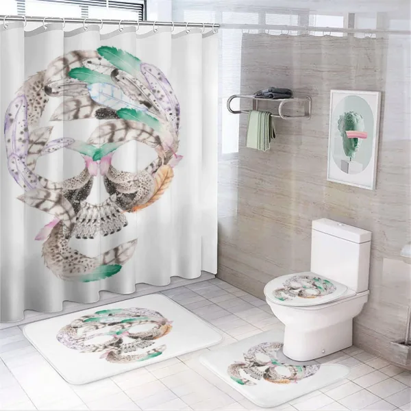 Human Skull on a shower curtain