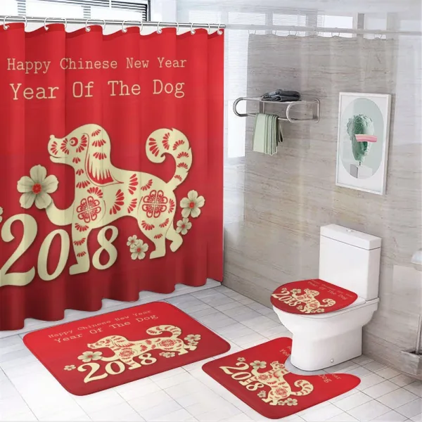 Leaves Hearts on a shower curtain