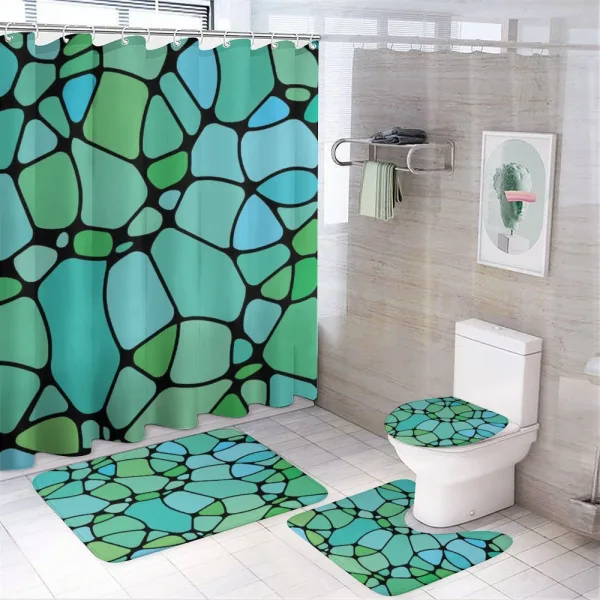 Mosaic Abstract Composition on a shower curtain
