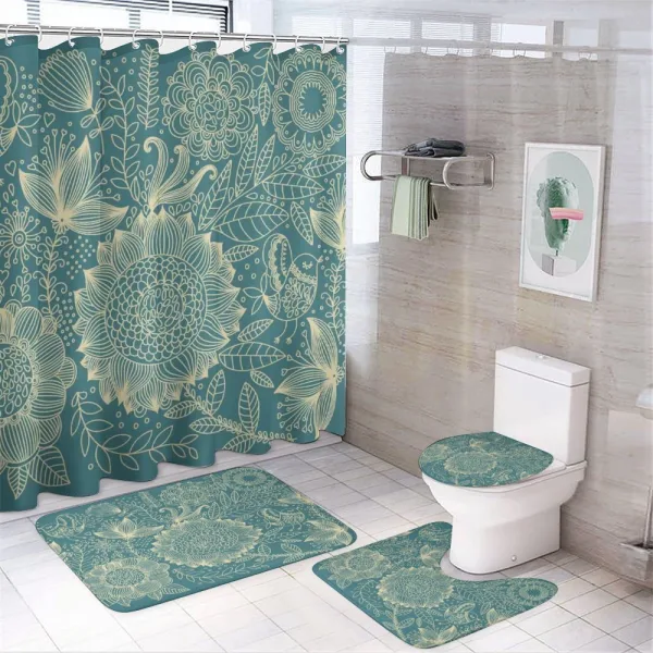 Nostalgic Floral Art on a shower curtain