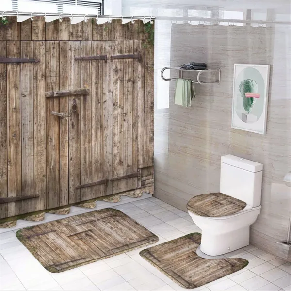 Old Oak Steel Door on a shower curtain