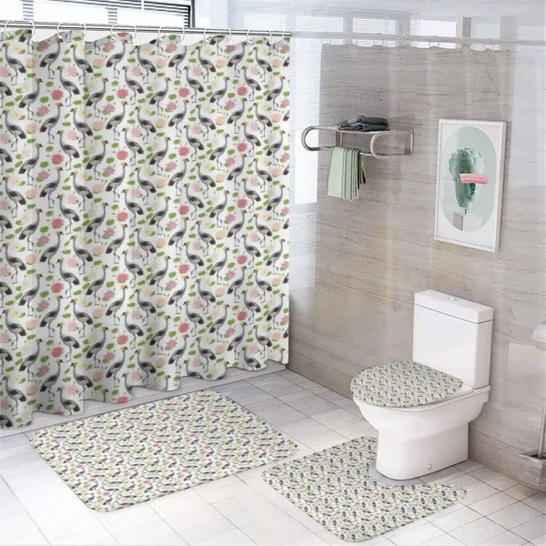 Oriental Bird Motif on a shower curtain