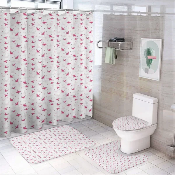 Origami Cranes with Hearts on a shower curtain