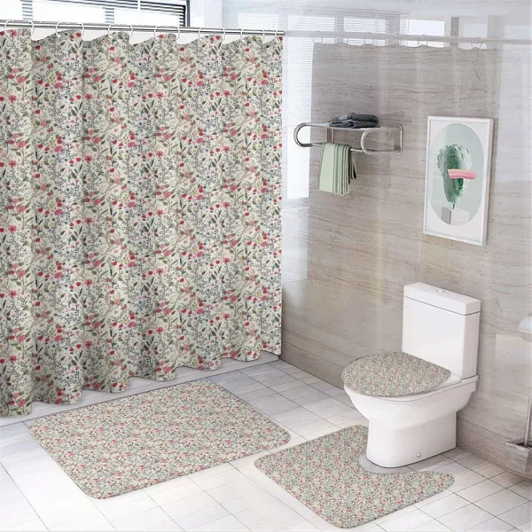Roses Tulips and Sparrows on a shower curtain