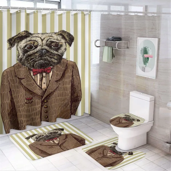 Smart Dressed Dog Suit on a shower curtain