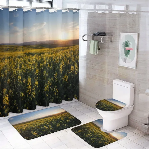Sunset Flower Field on a shower curtain