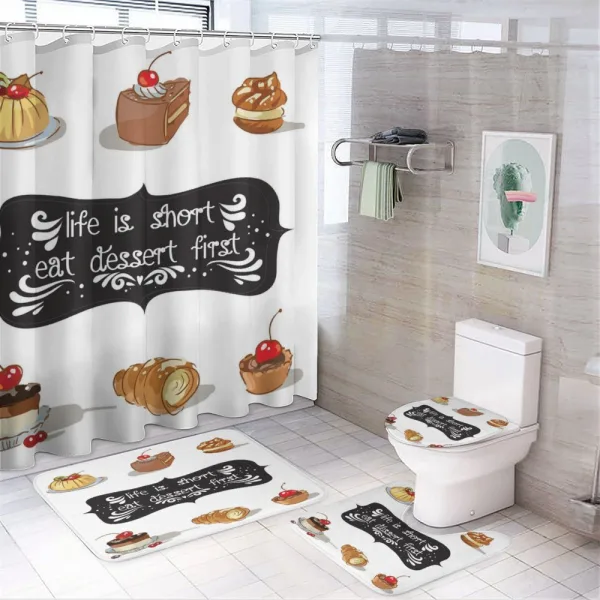 Various Dessert Doodle on a shower curtain