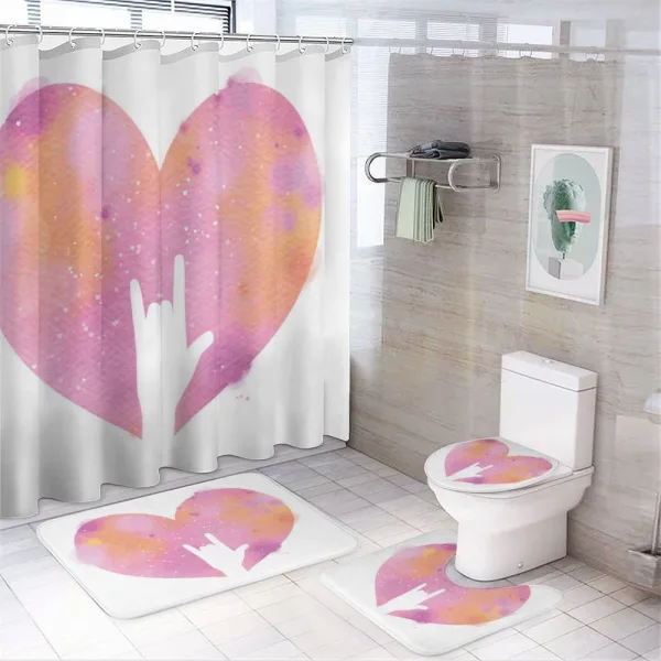 Watercolor Heart Rock Sign on a shower curtain