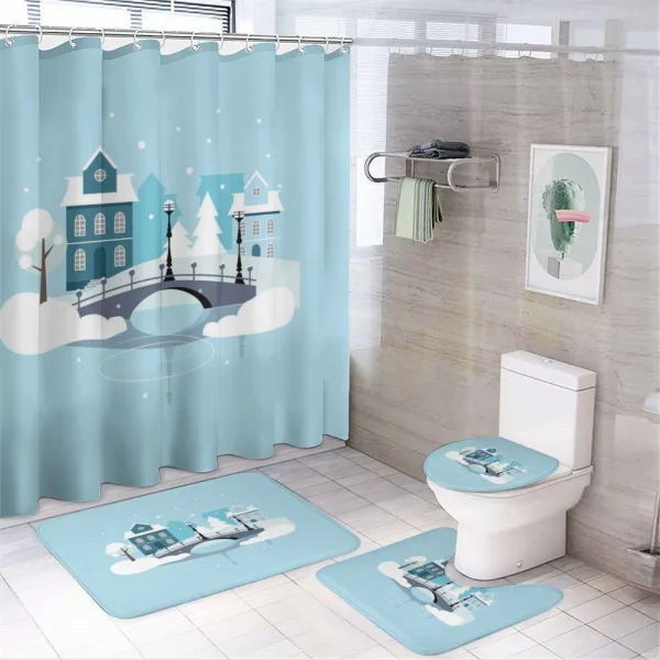Winter Season Composition on a shower curtain
