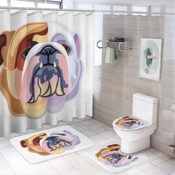 Abstract Dog on a shower curtain
