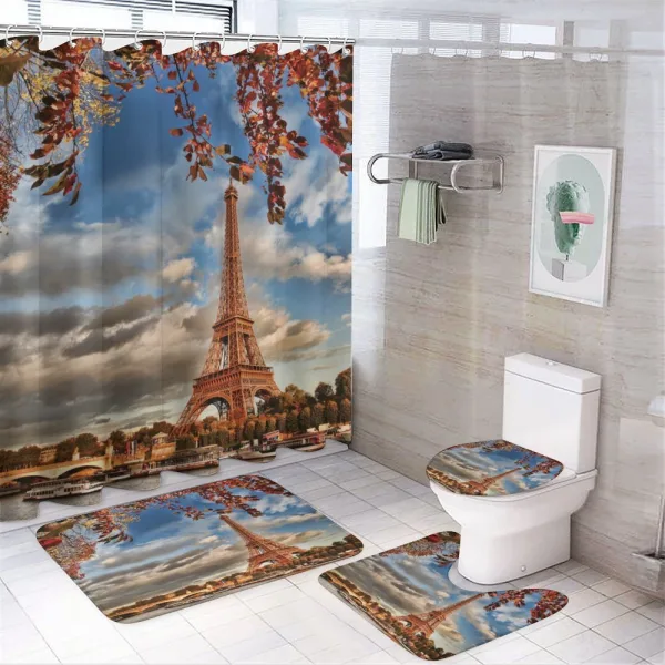 Beauty of Autumn Eiffel View on a shower curtain