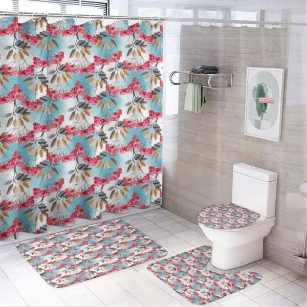 Branches of Ashberries on a shower curtain
