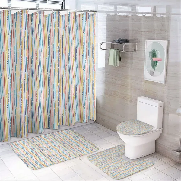 Colorful Stripes Lines on a shower curtain