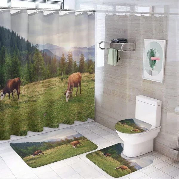 Cows Grazing in Meadow on a shower curtain