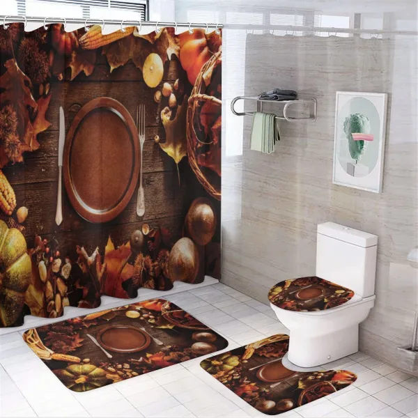 Dinner at Thanksgiving on a shower curtain