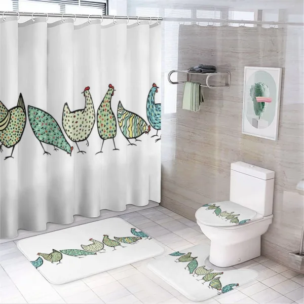 Farm Hen with Ornaments on a shower curtain