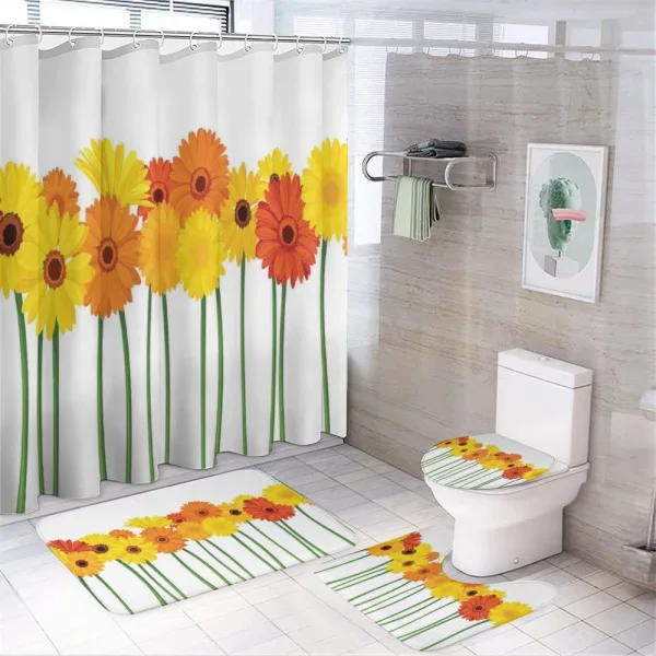 Flowers on Green Stems on a shower curtain