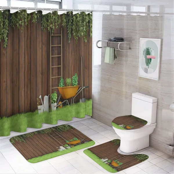 Gardening Materials on a shower curtain