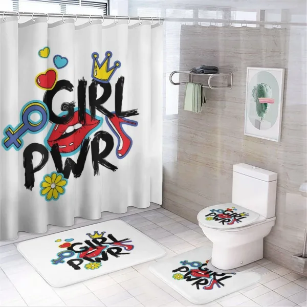 Girl Power with a Crown on a shower curtain