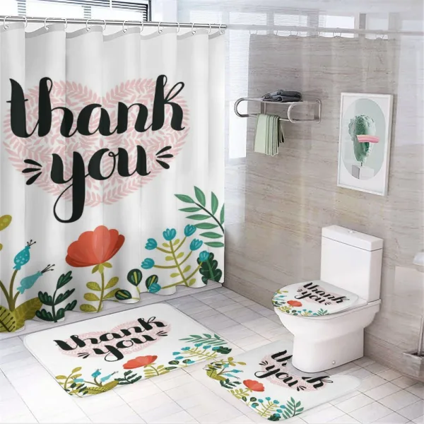 Heart Flowers and Leaves on a shower curtain