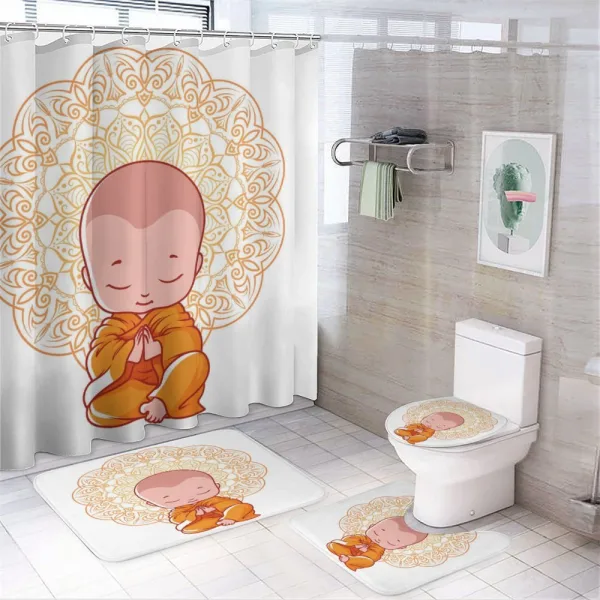 Little Meditating Monk on a shower curtain
