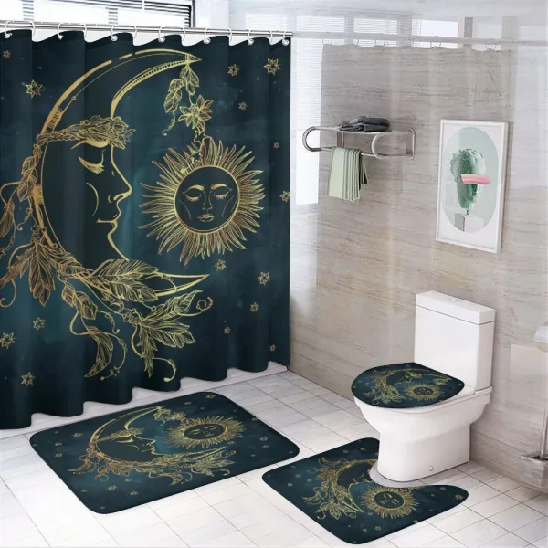 Moon with Boho Feathers on a shower curtain