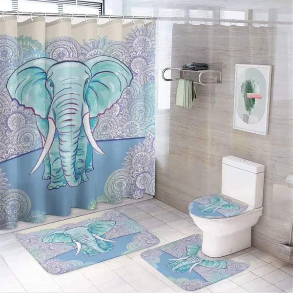 Oval Motifs on a shower curtain