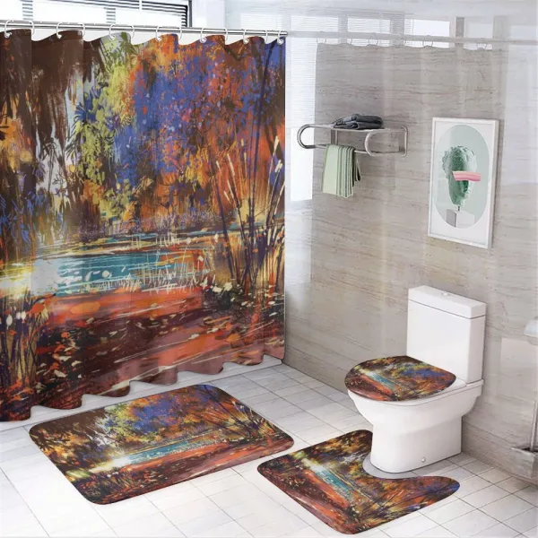 Painting Nature Pond on a shower curtain