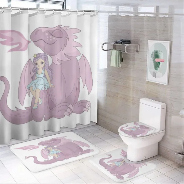 Princess Sitting on Creature on a shower curtain
